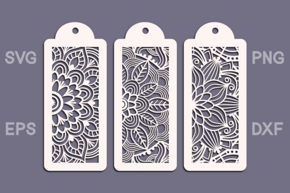 3 Mandala Bookmark SVG Templates for Laser Cutting