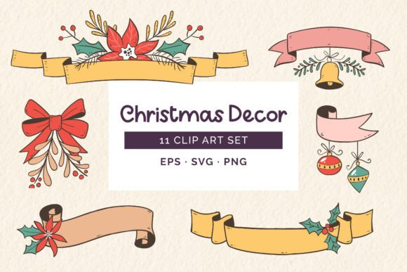 Christmas Decorative Ribbons: Graphics & Elements