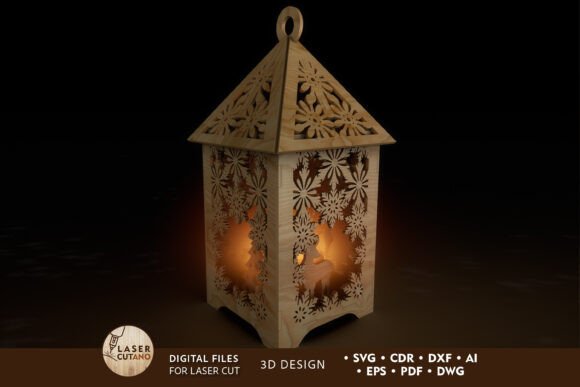 Christmas Lantern Wood Cut for Laser Cutting