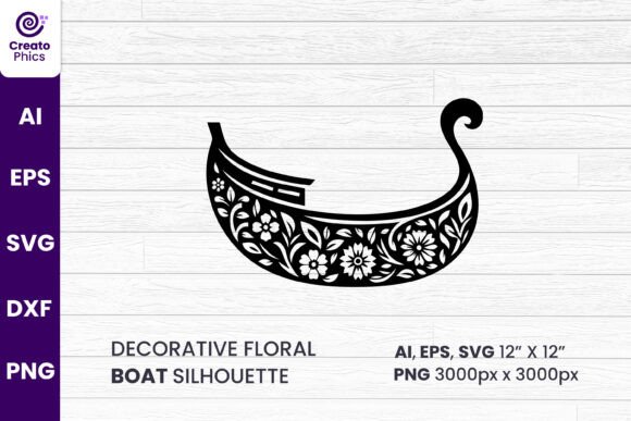 Decorative Floral Boat Silhouette SVG Review