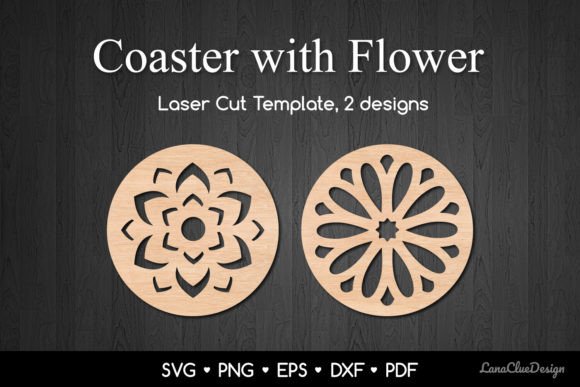 Decorative Floral Coasters SVG for Laser Cutting