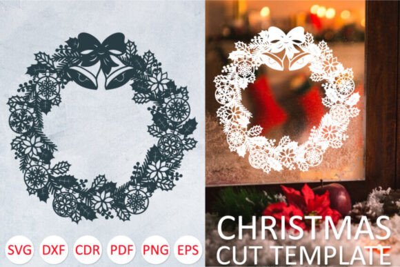Decorative Wreath SVG PNG for Christmas Graphics
