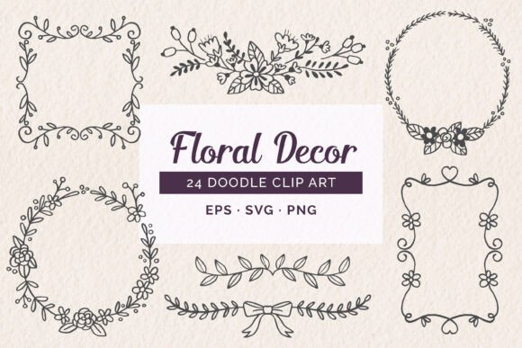 Doodle Floral Decorative Collection: Graphics for Brands