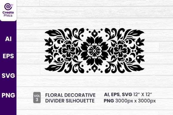 Floral Decorative Divider Silhouette 3 Graphics Review