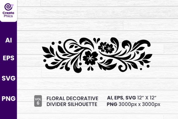 Floral Decorative Divider Silhouette 6 Graphics Review