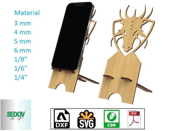 Laser Cut Phone Stand Dragon Head: Stands & Cutting