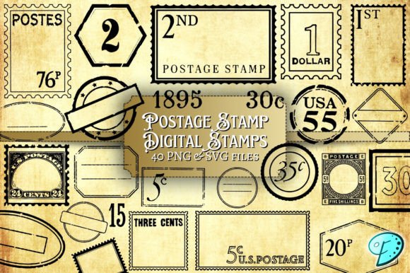 Postage Stamp Digital Stamp Kit Graphics Review
