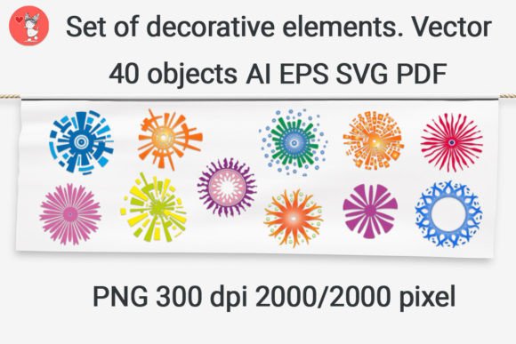 Set of Decorative Elements. Vector Review