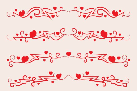 Valentine's Day Heart Swirls Divider Svg Graphics